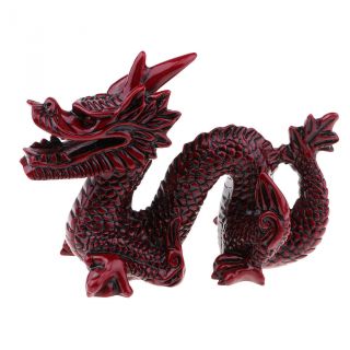 Wood Red Chinese Feng Shui Dragon Figurine Statue For Luck And Success