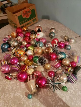 80,  Vtg Glass And Plastic Christmas Ornaments