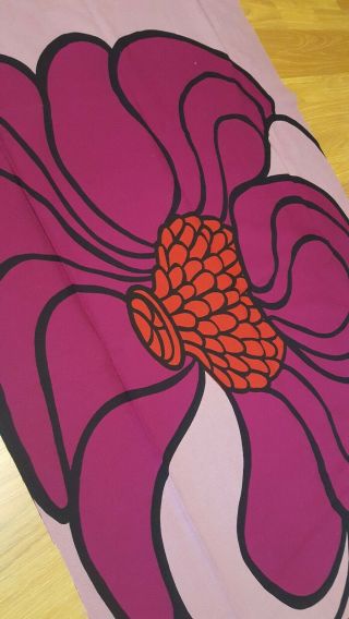 Awesome RARE Vintage Mid Century retro Marimekko Hanoi 1968 huge flower fabric 2