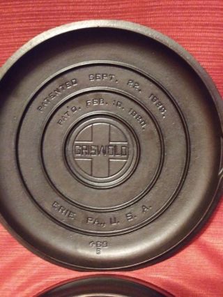 Griswold No.  9 slant logo EPU Cast iron cooking skillet w/ 9 LBL lid 6