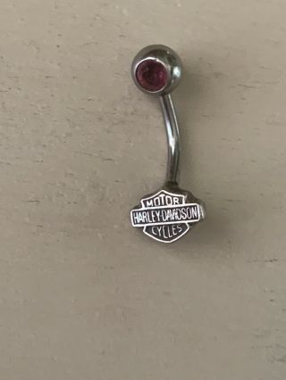 Harley - Davidson Sterling B&s Bellybutton Jewelry With Red Accent Stone