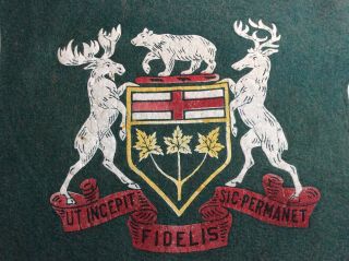 Very RARE Ontario 1920 - 30 ' s Vintage Felt Pennant Ontario Gov Coat of Arms Crest 2