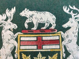 Very RARE Ontario 1920 - 30 ' s Vintage Felt Pennant Ontario Gov Coat of Arms Crest 3