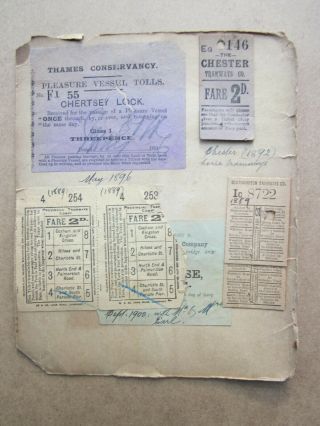 6 Early Tram Tickets C.  1889 - Provincial Tramways Co - Thames Conservancy Etc.