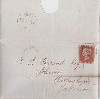 1843 Qv London Mx Maltese Cross On Cover With A Good 1d Penny Red Imperf Stamp