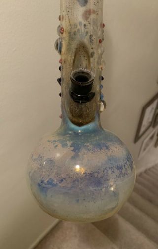 Glass Water Pipe w/ Intricate Lizard Glass Sculpture 18” Tall 3