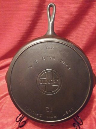Griswold No.  12 Lbl Epu 719 Cast Iron Cooking Skillet Heat Ring (read All)