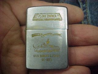 Vintage Zippo Lighter - 1972 - U.  S.  S.  Robert E.  Peary De - 1073 " Plank Owner "