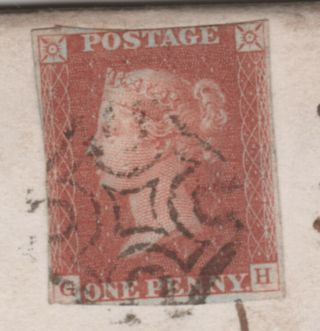 1844 QV CASTLE EDEN MX MALTESE CROSS ON LETTER WITH A 1d PENNY RED IMPERF STAMP 2