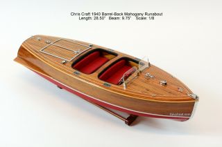 1940 Chris Craft Barrel Back Mahogany Runabout Classic Boat Model 28.  5 " Rc Ready