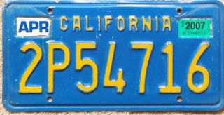 California Blue License Plate 2p54716