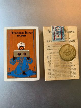 Vintage Atwater Kent Radio Double Deck Of Playing Cards Box Circa 1926
