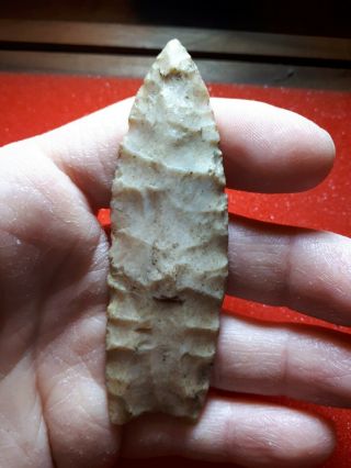 Authentic 3 3/8 " Paleo Clovis Arrowhead Found In Pickaway Co.  Ohio - Chalcedony