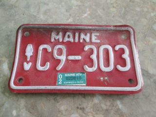 2002 Maine Atv License Plate C9 - 303