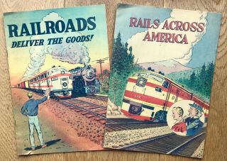 Orig 2 X 1950s American Comic Books Promoting Railroads,  Use & History,  Railway