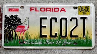 2006 Florida " Everglades River Of Grass " License Plate Featuring A Spoonbill