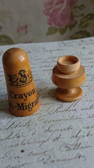 ANTIQUE FRENCH APOTHECARY PHARMACIE WOODEN CRAYON A MIGRAINE c1900 3