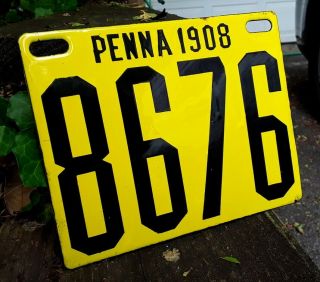 Pennsylvania - 1908 Porcelain License Plate - Display Grade,  100 Orig