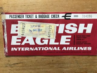 British Eagle Ticket London - Innsbruck (with Muc Munich Sticker On Front?) 1967