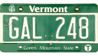99 Cent Recent Vermont License Plate Gal248