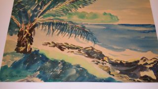 D.  Howard Hitchcock Watercolor Of Hawaiian Scene