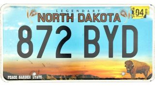 99 Cent Recent Legendary North Dakota License Plate 872byd