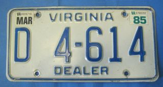 1985 Virginia Car Dealer License Plate Hyman Bros Pontiac Richmond