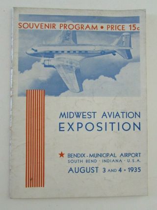 1935 South Bend Indiana Midwest Aviation Expo Program Bendix Studebaker Aa