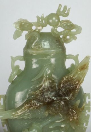 Chinese Carved Hardstone Urn With Phoenix and Foo Dog 4