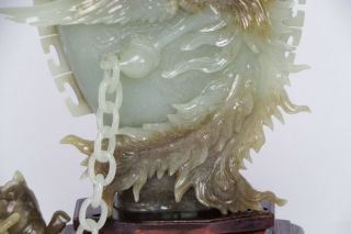 Chinese Carved Hardstone Urn With Phoenix and Foo Dog 5
