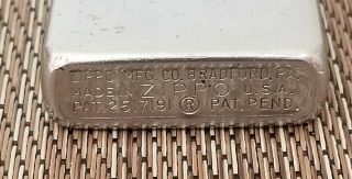 Vtg 1950 - 54 Zippo Cigarette Cigar Lighter Bradford Pa Usa Pat 2517191