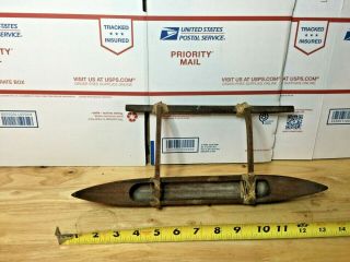 Antique Mini Wood Outrigger Canoe With Jute Ties