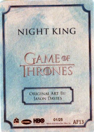 Game Of Thrones Inflexions Artifex Metal Card Af13 Night King Number 01/25 Yes 1
