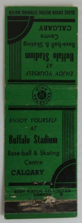 Vintage Buffalo Stadium Calgary Matchbook Cover (inv24805)