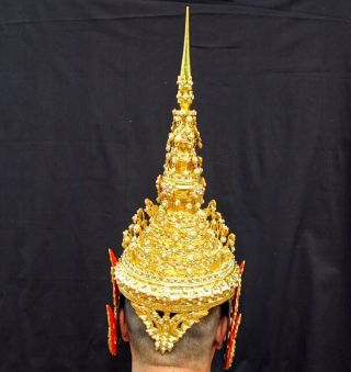 CHADA Man Ram Thai crystal Headdress Crown Dancer Costume Handmade Collectible 10