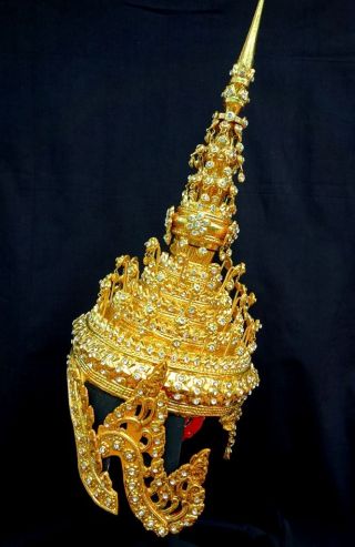 Chada Man Ram Thai Crystal Headdress Crown Dancer Costume Handmade Collectible
