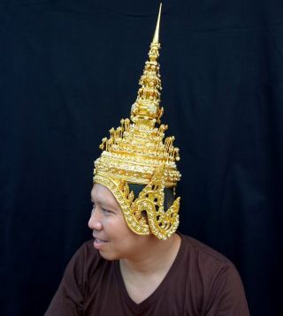 CHADA Man Ram Thai crystal Headdress Crown Dancer Costume Handmade Collectible 2