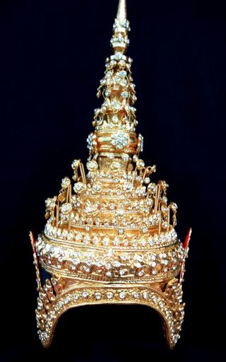 CHADA Man Ram Thai crystal Headdress Crown Dancer Costume Handmade Collectible 7