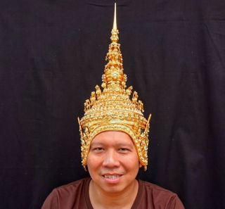 CHADA Man Ram Thai crystal Headdress Crown Dancer Costume Handmade Collectible 9