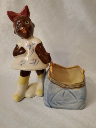 Vintage Black Americana Child Mammy Ceramic Toothpick,  Sugar Packet Holder