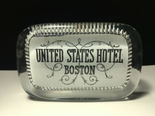 Antique United States Hotel Boston Glass Paperweight Ma Massachusetts