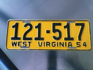 1954 West Virginia License Plate Tag