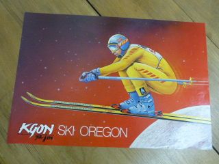 Vintage Ski Oregon,  Travel Poster By Mcintire 28 " X 22 " Sking Over Moon