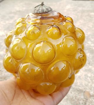 Old Early Berry Shape 5.  5 " Golden Glass Heavy Christmas German Kugel Ornament