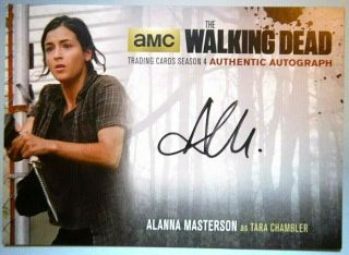 Walking Dead Season 4 Black Auto Tara - Alanna Masterson Am2 Autograph