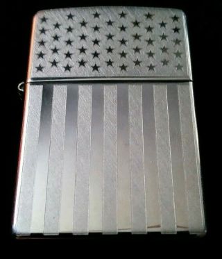 2006 Collectible ZIPPO American Flag Cigarette Lighter Made In USA Silver Toned 2