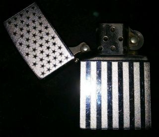 2006 Collectible ZIPPO American Flag Cigarette Lighter Made In USA Silver Toned 3