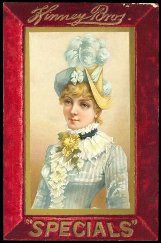 C1890 Kinney Bros Specials Tobacco Cigarettes Advertising Display Card 9  X6