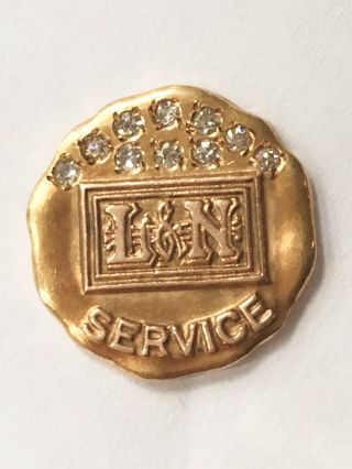 L&n Louisville Nashville Railroad 50 Yr Service Pin 14k Gold 10 Diamonds