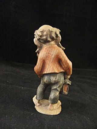 Vintage Carved Wood Gnome Elf Dwarf With Lantern 5